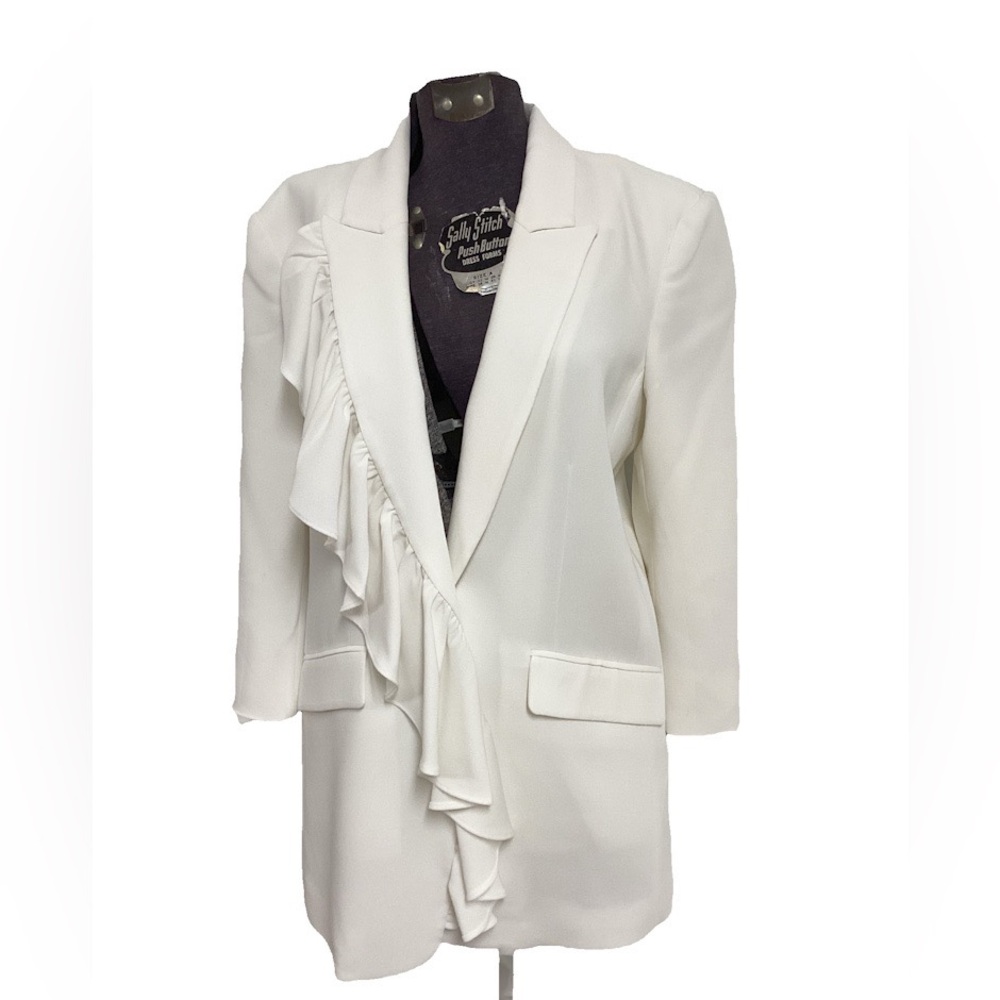 Cinq à Sept White Ruffled Blazer